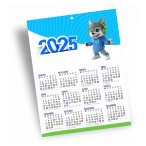 Calendário de Parede | 21x30cm | 4/0 | UV 1/0 Couchê 250g 21x30cm 4/0 Verniz total frente Furo 
