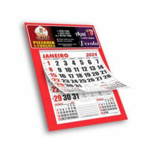 Calendário de Parede | 22x30cm | 12 Lâminas 4/0 Couchê 250g 22x30cm 4/0 Verniz total frente Furo 12 folhas coloridas