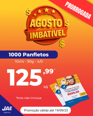 Promoção 1000 panfletos 10x14 Couchê 90g 10x14 4x0 Verniz total frente Corte reto 